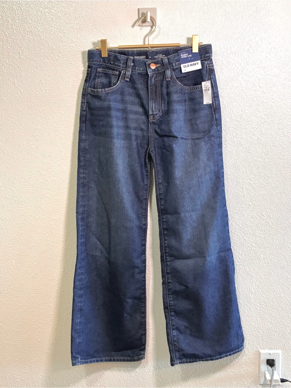 Old Navy Girls High-Rise Baggy Wide-Leg Jeans Size 14 NWT